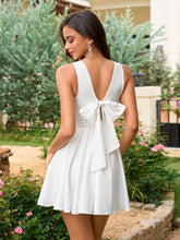 Cut Out Ruched Bust Bow Tie Back Mini Dress